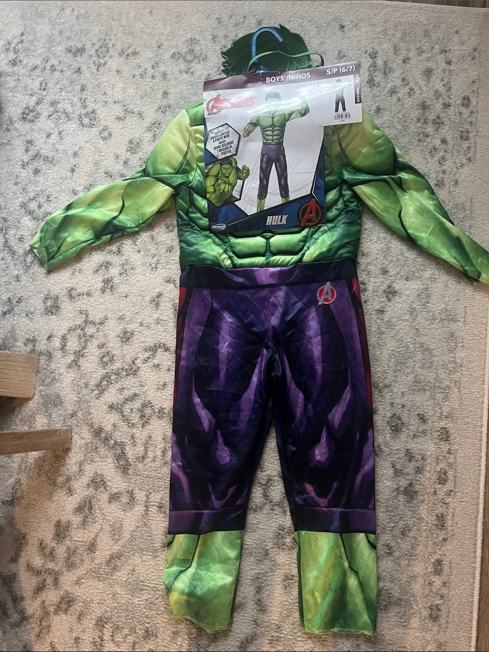 Marvel Hulk Green and Purple Padded Muscle Kids Costume